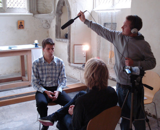 German learner Clemens Muckle during interview in Cambridge, UK with Daniel Emmerson and Joel Carr