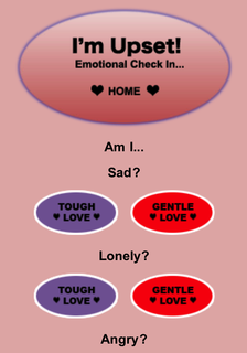 Screenshot of novelist Becky Due's new app, I'm Upset