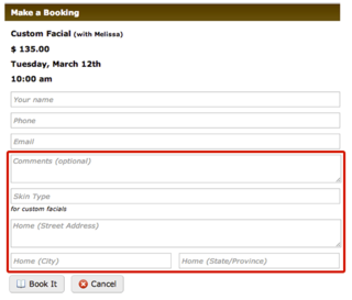 New custom fields let you collect client addresses, special notes and other important client information. New custom fields let you collect client addresses, special notes and other important client information.