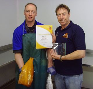 Paddy and Tim Croft of Island Seafare with their Smoked Salmon and Certificate.