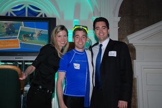 Caroline Allison, president of Viscape and Dan Engfer, CEO of Viscape with Daniel Monson, best costume winner!  Ride the Wave!