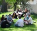 Sometimes Joe teaches his creative writing class outside.