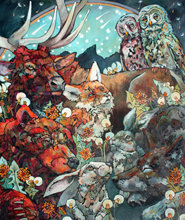 "Dreamers Don't Sleep" (Ink and oil on canvas) by Amy Ringholz "Dreamers Don't Sleep" (Ink and oil on canvas) by Amy Ringholz
