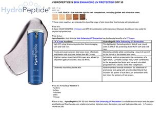 HydroPeptide's Skin Enhancing UV Protection has the skin-tone perfecting attributes of the latest color corrective (cc) creams. HydroPeptide's Skin Enhancing UV Protection has the skin-tone perfecting attributes of the latest color corrective (cc) creams.