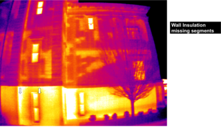 Thermal image showing missing insulation (can be used with home energy audit / assessment)