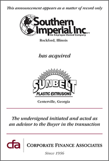 Southern Imperial, Inc. acquires Sunbelt Plastic Extrusions, Inc.