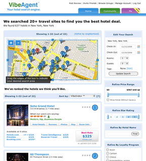VibeAgent Search Results Page