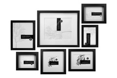 Enjoy collectables every day by creating a wall-mounted display using the same coloured frames. Corban & Blair Wall of Frames in 'Mixed Frames Collection' in black, RRP<br />
$273.00.