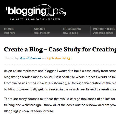 BloggingTips.com's Create a Blog Case Study