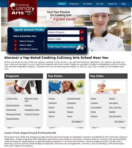 Cooking Culinary Arts Schools upgrades website to enhance the search experience for potential culinary students