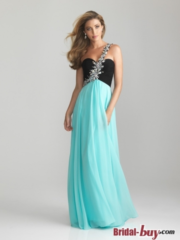 New Arrival Charming Princess One-shoulder Rhinestones Ruched Long Chiffon Prom Dress