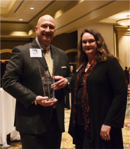 Fox Valley Chamber of Commerce Founder David Berens and wife Carrie Berens after receiving the Annual Awards for Business Excellence by The Daily Herald Business Ledger<br />
 <br />

