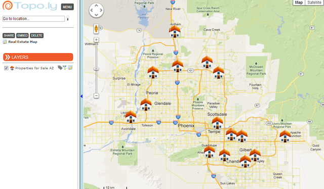 Customized markers for more attractive visualization available in Topo.ly Online Mapping