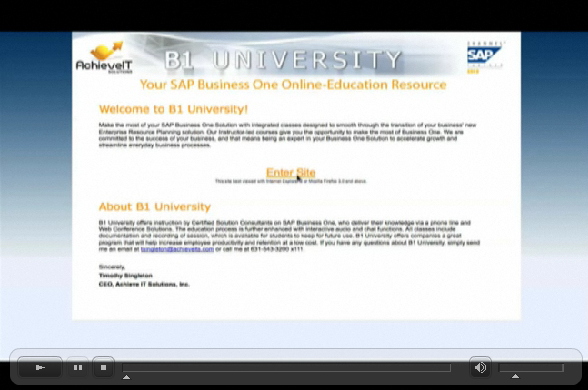 View a demo of B1 University at www.b1university.com/demo/B1_University_Demo.html