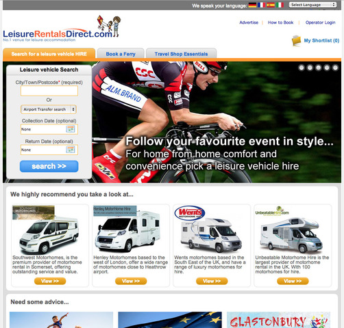 Motorhome Hire portal LeisureRentalsDirect.com 