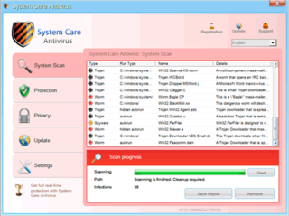 System Care Antivirus Fails to Provide Removal of Viruses and Malware