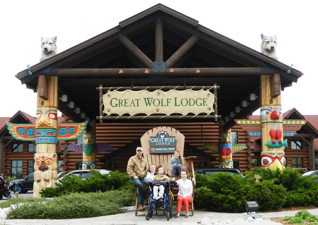 Corvin (centre) and his family enjoyed a fun-filled weekend at Great Wolf Lodge, courtesy of Stephanie Alejandro and Great Wolf Lodge, a Change for Kids founding sponsor.