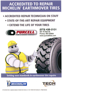 Purcell Tire & Rubber Company now accredited with Michelin to do earthmover tire repairs. 