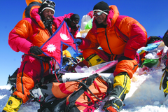 Apa Sherpa, left, and Lhakpa Gelu Sherpa at the summit, May 2007