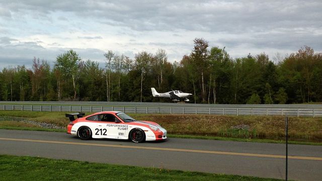 Performance Flight lands a Cirrus SR22 at Monticello Motor Club. 