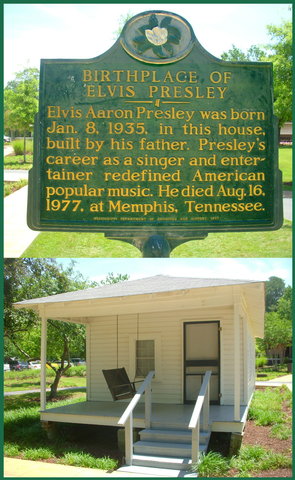 Birthplace of Elvis Presley in Tupelo and Historical Marker
