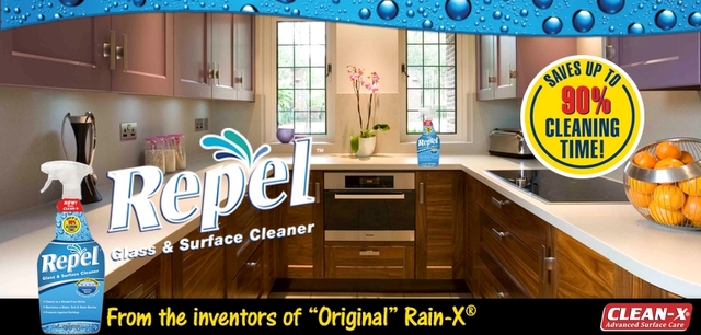 Repel Glass & Surface Cleaner Now Available at Menards and The Home Depot Stores