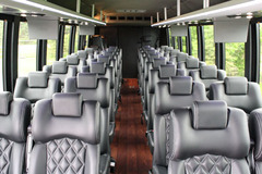 The Luxury Coaches of Golden Limousine International are equipped for video, DVD and CD with luxurious seats. 