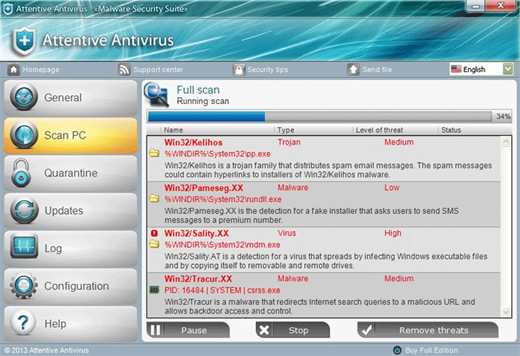 Attentive Antivirus is not a real program. Attentive Antivirus is a fake antivirus and a scam meant to trick PC users into spending their money in a useless program.