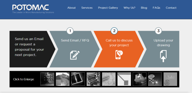Home Screen of the New Potomac Photonics Website
