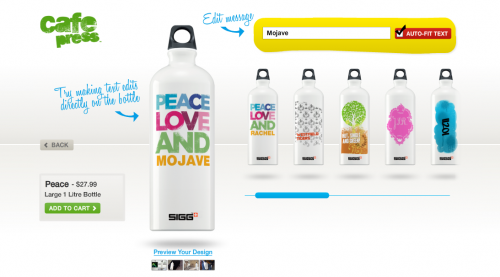 CafePress SIGG bottle designer from Mojave Interactive