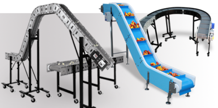 Custom modular plastic conveyors for parts manufacturing and food processing industries