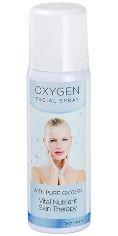 Oxygen Facial Spray restorative formulation with vital nutrients, vitamins, amino-acids and pure oxygen.