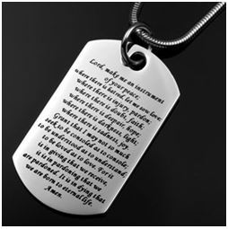 Prayer of St. Francis Stainless Dog Tag Pendant 1 x 1 7/8 inch