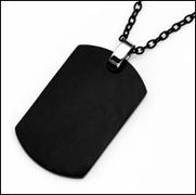 Black Plated Stainless Dog Tag Pendant 1 x 1 1/2 inch