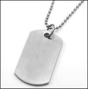 Brushed Stainless Steel Dog Tag Pendant 1 x 1 7/8 inch