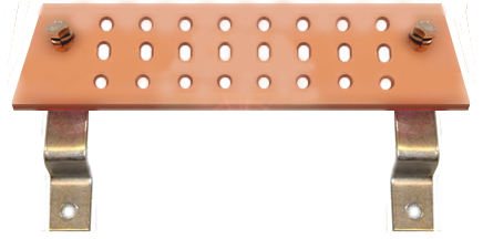 Illustration of 6" electrical grounding bar for towers and antennas.