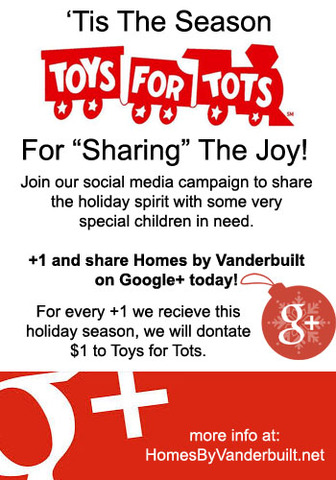 Homes by Vanderbuilt Toys for Tots Drive