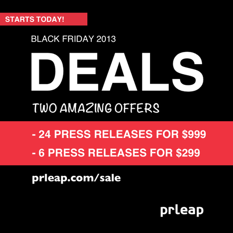 PRLeap Kicks Off Black Friday 2013 Deals Early #blackfriday