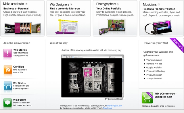 Wix.com New Homepage