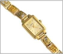 Natural Gold Quartz And Nugget Link Ladies Watch