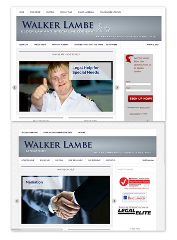 Snapshots of both new webpages www.walkerlambeelderlaw.com and www.walkerlambelitigation.com