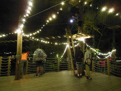 The Adventure Park offers night time climbing as well. Here climbers begin their nocturnal journeys beneath the "twilight canopy" of LED lights. (photo by Anthony Wellman)