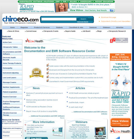 ACOM Health Sponsors Resource Center at ChiroEco.com