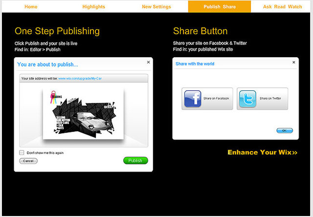 1-Step Publishing with Website Builder Wix