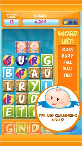 Baby Blocks is a new addicting and interactive puzzle app designed to teach children to read. Players select and match 4 letter words to advance through over 100 highly engaging levels. 