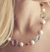 Pearl and semi-precious stone necklace from GirlwithPearl.com