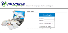 Login screen for recipients of messages from Netrepid's secure email service.