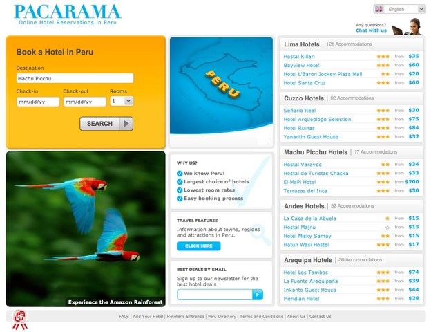 Pacarama, Online Hotel Reservations in Peru