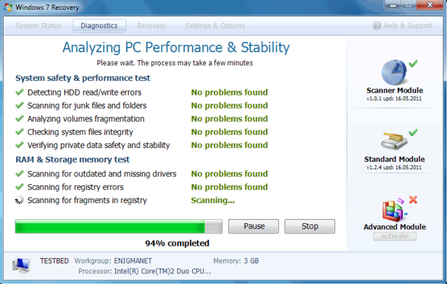 Windows 7 Recovery is not a Windows Tool. View Windows 7 Recovery Screenshot