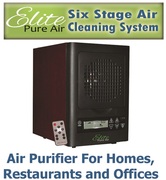 The Elite Air Purifier is a six stage air cleaning system that effectively purifies up to 3,000 square feet of space.  